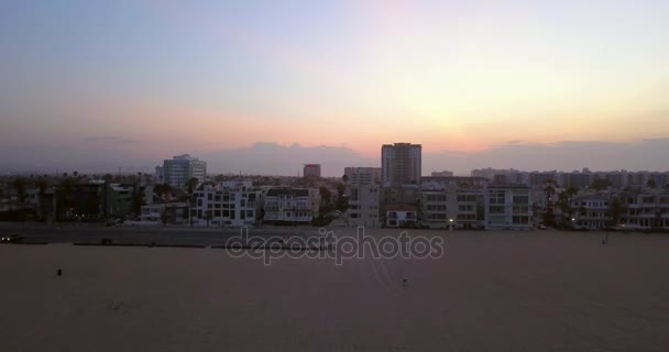 Vista Aérea Panorámica Playa Los Ángeles Venecia Desde Arriba — Vídeo de stock