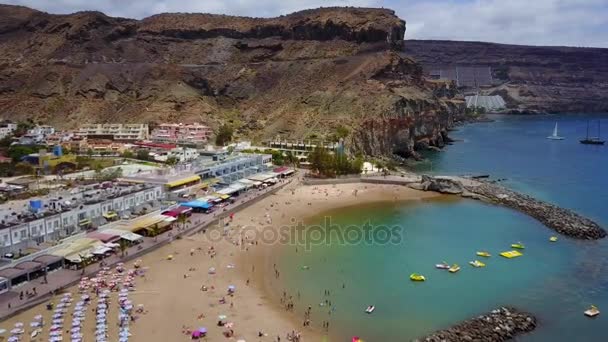 Impresionantes Vistas Aéreas Playa Bahía Ciudad Gran Canaria Lomo España — Vídeos de Stock