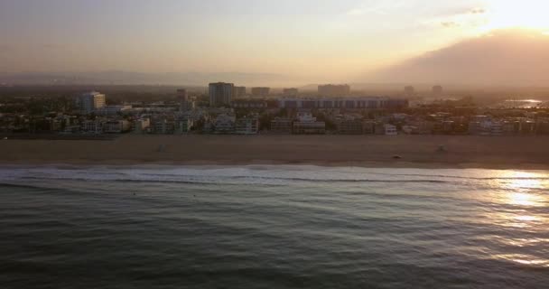 Belle Vue Panoramique Lever Soleil Sur Plage Los Angeles Venise — Video