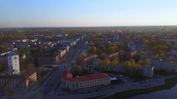 Bela Vista Aérea Cidade Jelgava Letônia Hora Pôr Sol — Vídeo de Stock