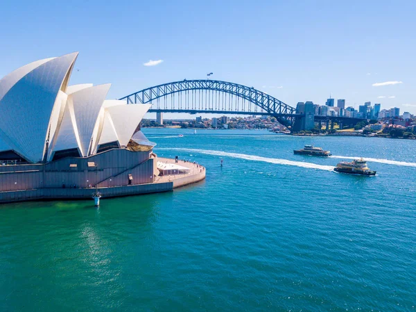 Fantastiska Flygfoto Över Sydney Staden Från Ovan Med Harbour Bridge — Stockfoto