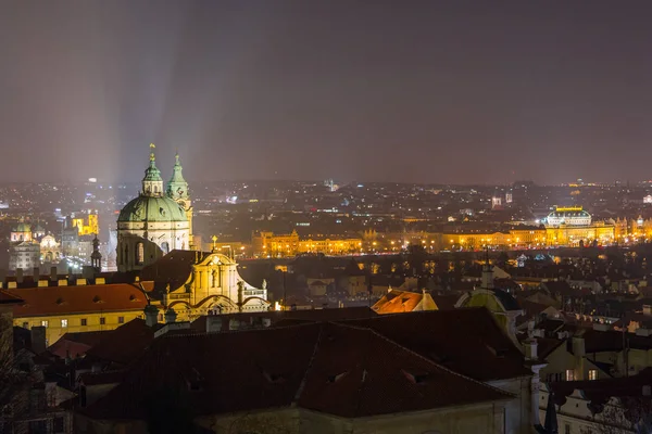 Панорамний Вид Празький Град Вночі Дивовижний Ландшафт — стокове фото