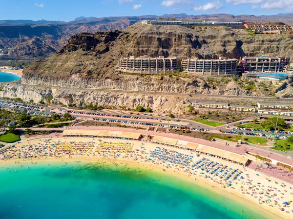 Schöne Luftaufnahme Der Playa Amadores Bucht Mit Anderen Klippen Meer — Stockfoto