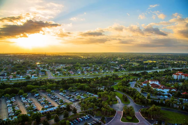 Vista Panorâmica Aérea Incrível Pôr Sol Orlando Estado Flórida Impressionante — Fotografia de Stock