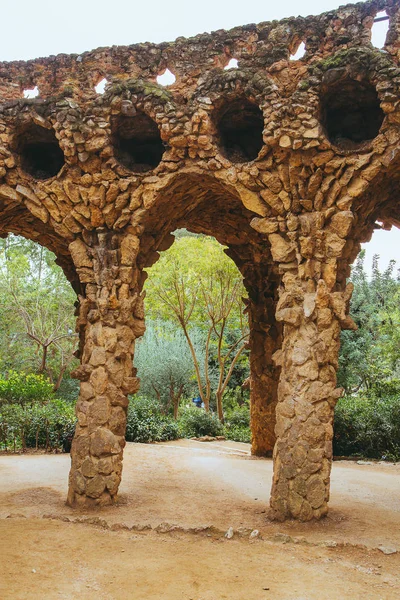 Columns Trees Made Stone Park Guell Designed Antoni Gaudi Barcelona — Stock Photo, Image