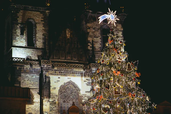 Decoración Árbol Navidad Pie Frente Catedral — Foto de Stock