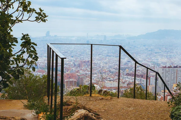 Letecký Panoramatický Pohled Město Barcelona Ruin Kopci — Stock fotografie