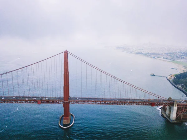 Gyönyörű Légi Jelenet Csendes Óceán Golden Gate Csatorna Alcatraz Sziget — Stock Fotó