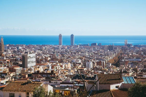 Vue Aérienne Barcelone Avec Sagrada Familia Arrière Plan Espagne — Photo