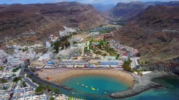 Impresionantes Vistas Aéreas Ciudad Gran Canaria Lomo Playa Con Yates — Vídeos de Stock