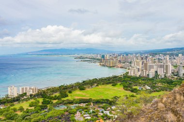 Diamond head krater Honolulu'dan şehir güzel görünüm Hawaii
