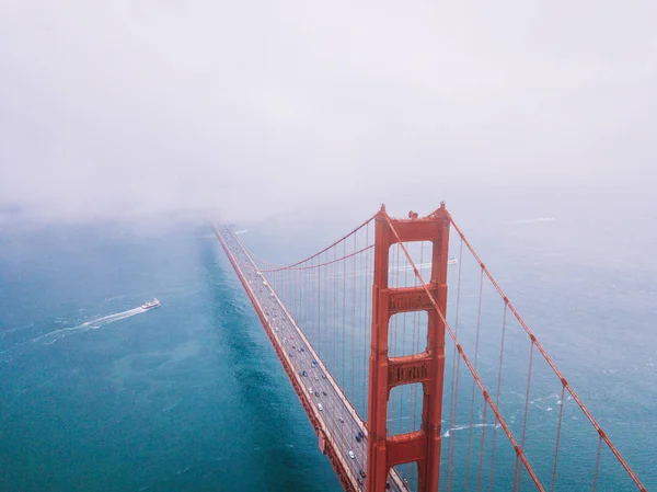 Великолепная Воздушная Сцена Моста Золотые Ворота Сан Франциско Сверху Над — стоковое фото