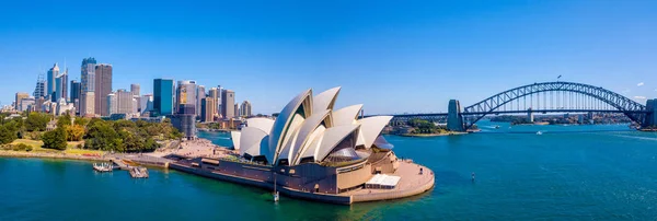 Wunderschönes Panorama Des Sydney Harbour District Mit Hafenbrücke Botanischem Garten — Stockfoto