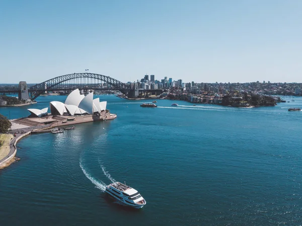 Belo Panorama Zona Portuária Sydney Com Ponte Portuária Jardim Botânico — Fotografia de Stock