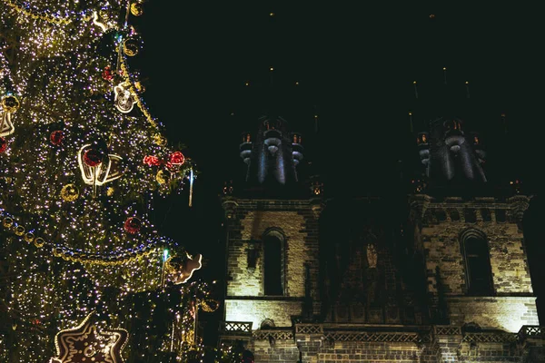 Decoración Árbol Navidad Pie Frente Catedral — Foto de Stock