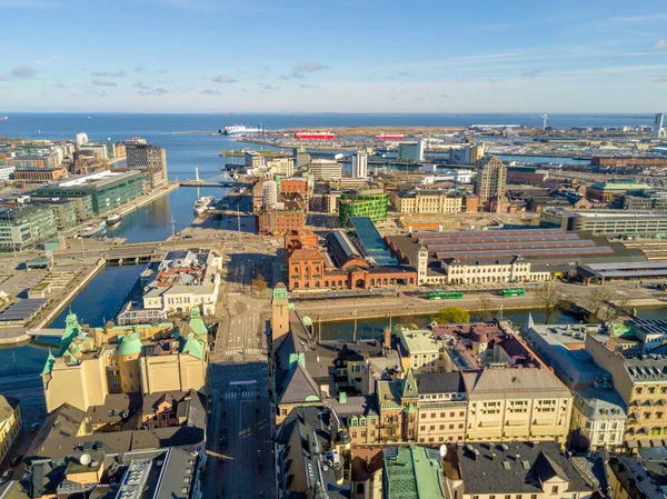 Luchtfoto van het centraal station van Malmö — Stockfoto