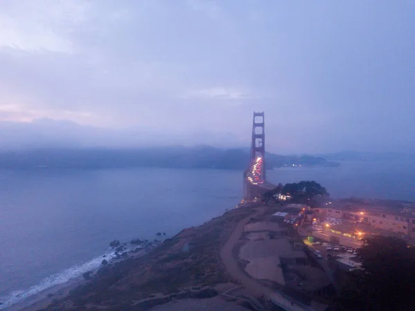 Потрясающий Вид Мост Золотые Ворота Сан Франциско Сверху Островом Алькатрас — стоковое фото