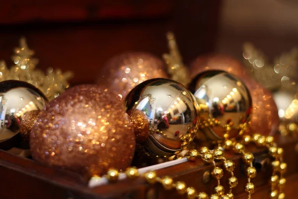 Hermosos Juguetes Fondo Navidad Decoración —  Fotos de Stock