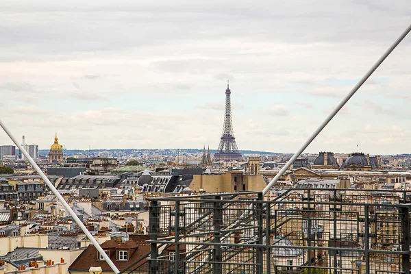 Vista Aérea París Desde Arriba Con Una Torre Eiffel Centro — Foto de Stock