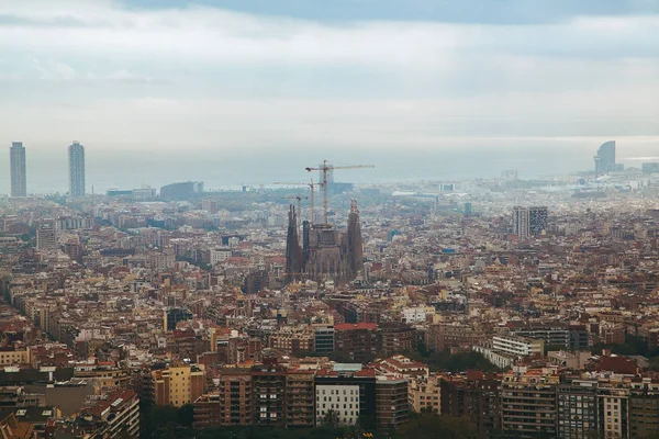 Vue Aérienne Barcelone Avec Sagrada Familia Arrière Plan Espagne — Photo