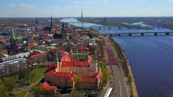 Lattelecom City Maraton 2017 Událost Městě Riga Lotyšsko Letecký Pohled — Stock video