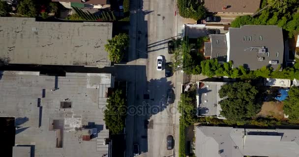 アメリカ ロサンゼルスのハリウッド サイン地区の空撮 ヤシの木と丘上の標識と美しいハリウッドの高速道路道路 澄んだ青い空 2014 ロサンゼルス アメリカ合衆国 — ストック動画