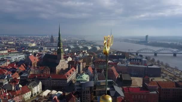 Belle Vue Sur Vieille Ville Riga Avec Cathédrale Saint Pierre — Video