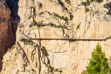 Caminito Del Rey yol boyunca güçlü uçuruma güzel görünümü