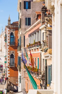 Bina çok kenarında oturan bir martı güzel binalarla Venedik şaşırtıcı görünümü