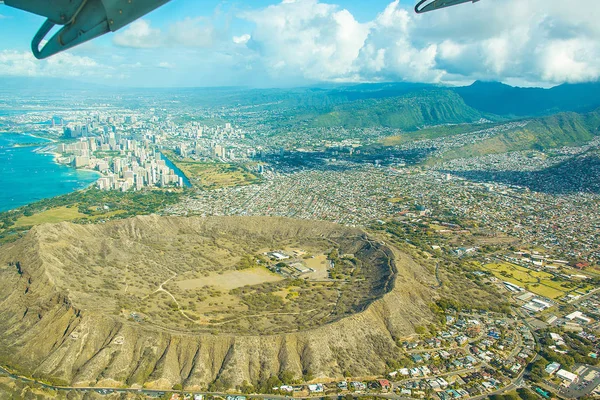 Vista Aérea Absolutamente Incrível Ilha Havaí Com Uma Cratera Diamond — Fotografia de Stock