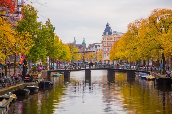 Şehir Manzaralı Amsterdam Kanalları Yedi Köprüleri Felemenk Hollanda Serin Sesleri — Stok fotoğraf