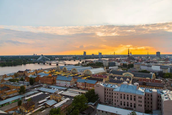 Prachtige Zonsondergang Uitzicht Stad Van Riga Letland — Stockfoto