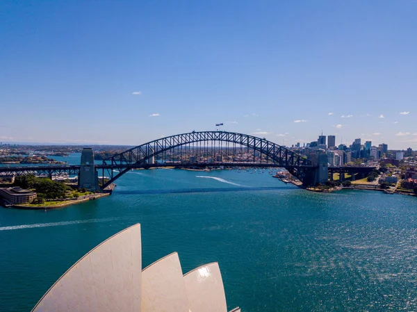 Fantastiska Flygfoto Över Sydney Staden Från Ovan Med Harbour Bridge — Stockfoto