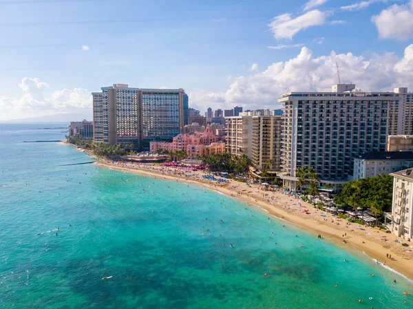 Vista Panorâmica Incrível Sobre Praia Waikiki Cabeça Diamante Honolulu Cidade — Fotografia de Stock