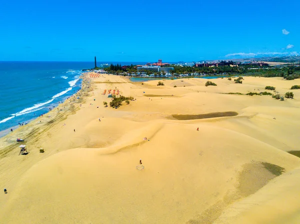 Vista Aérea Das Dunas Maspalomas Ilha Gran Canaria — Fotografia de Stock