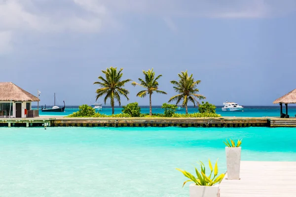 Море Тропическом Мальдивском Острове Природный Фон Красивый Вид Остров — стоковое фото