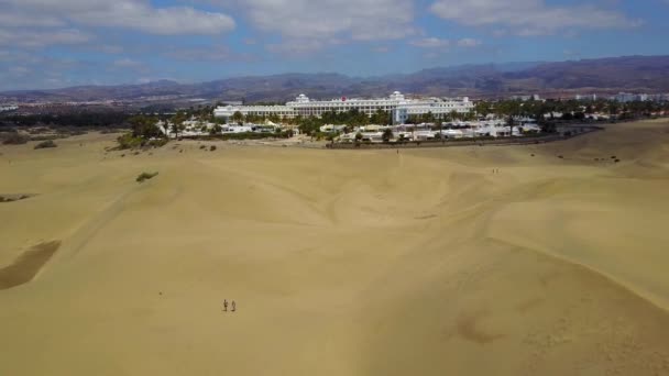 Vista Aerea Mozzafiato Delle Dune Gran Canaria Maspalomes Dall Alto — Video Stock