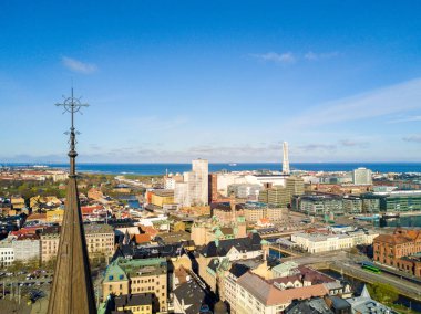 Malmö şehir görünümünde İsveç yukarıdan