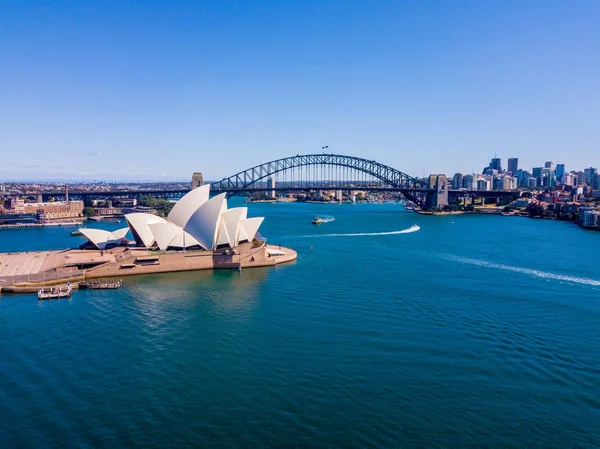 Güzellikler Harbour Köprüsü Botanik Bahçesi Opera Binası Ile Sydney Harbour — Stok fotoğraf