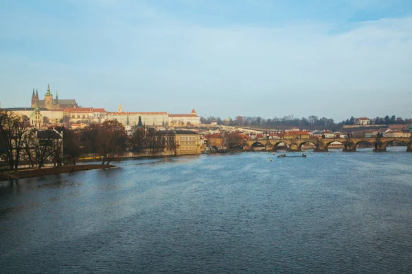 Solo Pedoni Ponte Carlo Pseudonimo Stone Bridge Kamenny Most Prague — Foto Stock