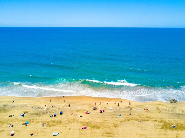 Flygfoto Över Stranden Vid Atlanten Och Maspalomas Sanddyner — Stockfoto