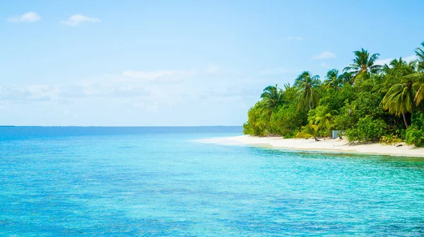 Tramonto Sull Isola Delle Maldive Resort Ville Sull Acqua Isola — Foto Stock