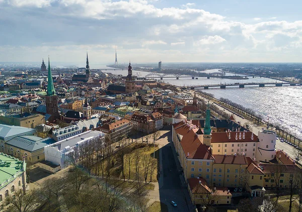 Vackra Flygfoto Över Riga Staden Från Ovan Lettland — Stockfoto
