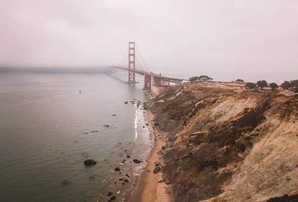 Vista Aérea Costa Californiana Perto São Francisco Ponte Golden Gate — Fotografia de Stock