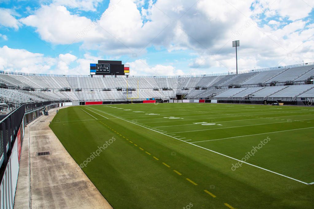 Huge empty football stadium in the university in Orlando, Florida