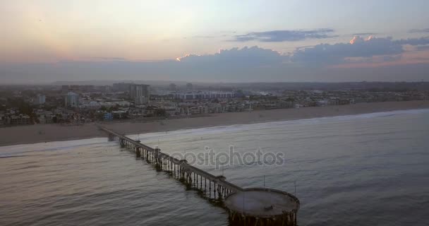 Widok Molo Pobliżu Plaży Venice Los Angeles Podczas Sunrise — Wideo stockowe