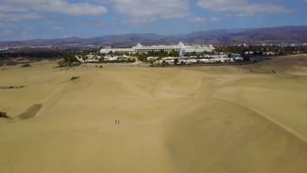 Lélegzetelállító Légi Kilátás Nyílik Gran Canaria Maspalomes Dűnék Felülről Légi — Stock videók