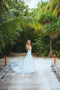 Bir orman veya orman tropik bir adada güzel gelin