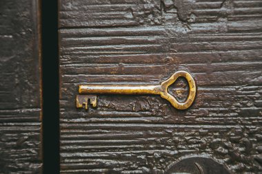 Duvar veya kapı Barcelona, İspanya Sagrada Familia Katedrali içine anahtarı basılmıştır.