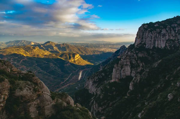 Vue Ensemble Des Montagnes Montserrat Depuis Point Vue San Jeroni — Photo